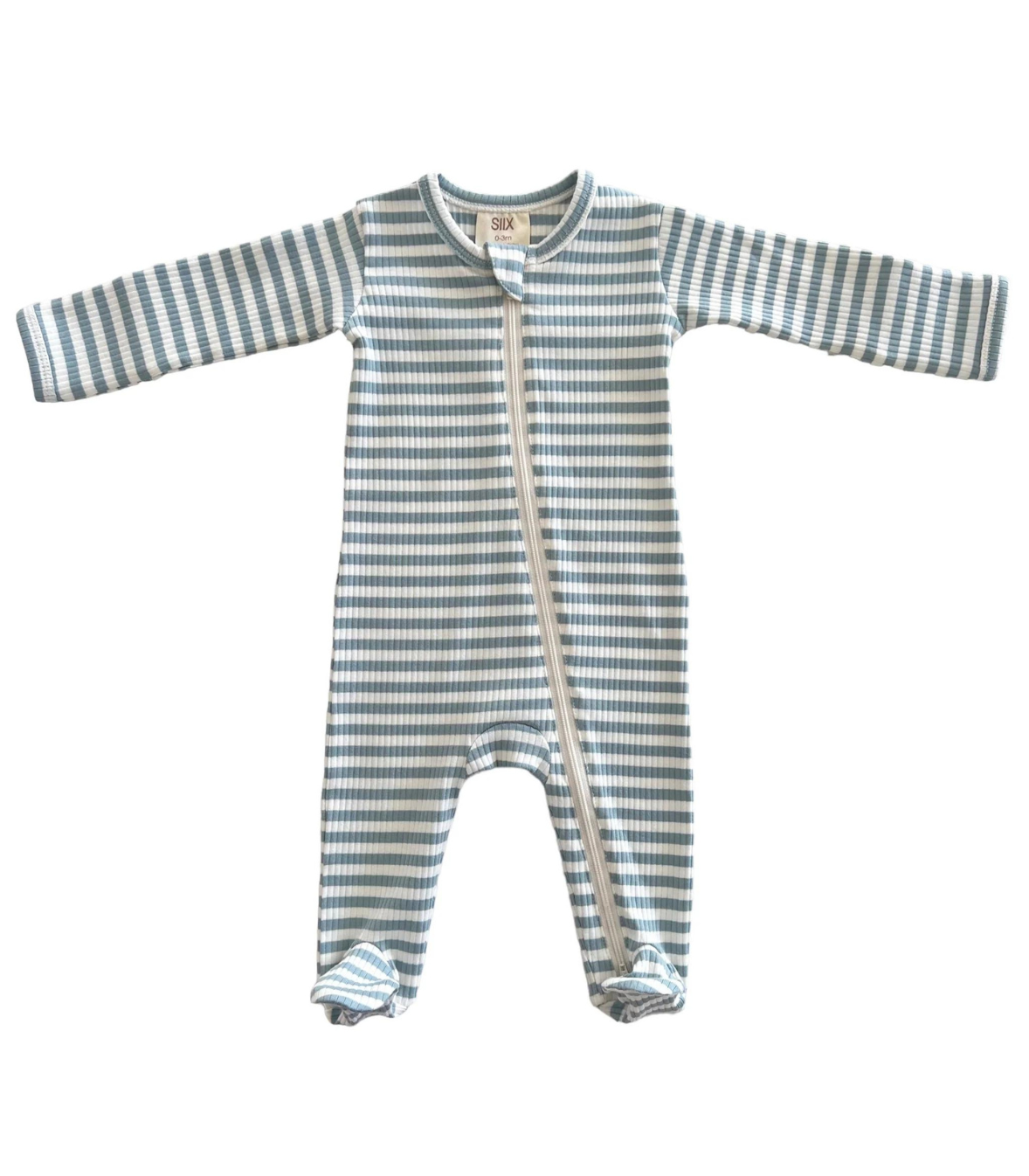 Dusty Blue Stripe Zip Sleeper