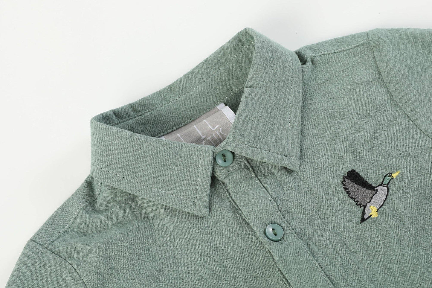 Sage Green Mallard Long Sleeve Polo