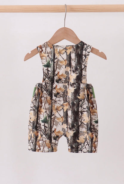 Camo Smocked Overalls