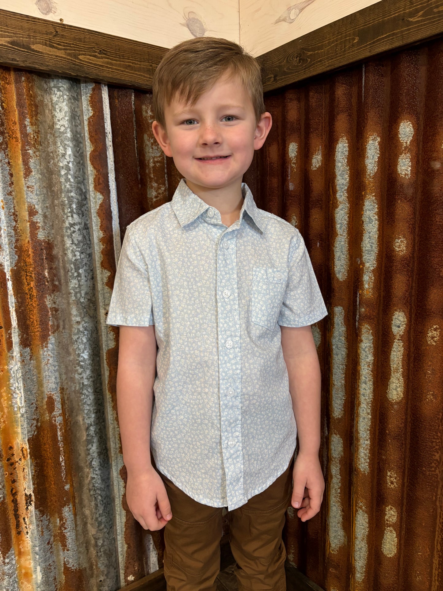 Baby Blues Short Sleeve Button Up