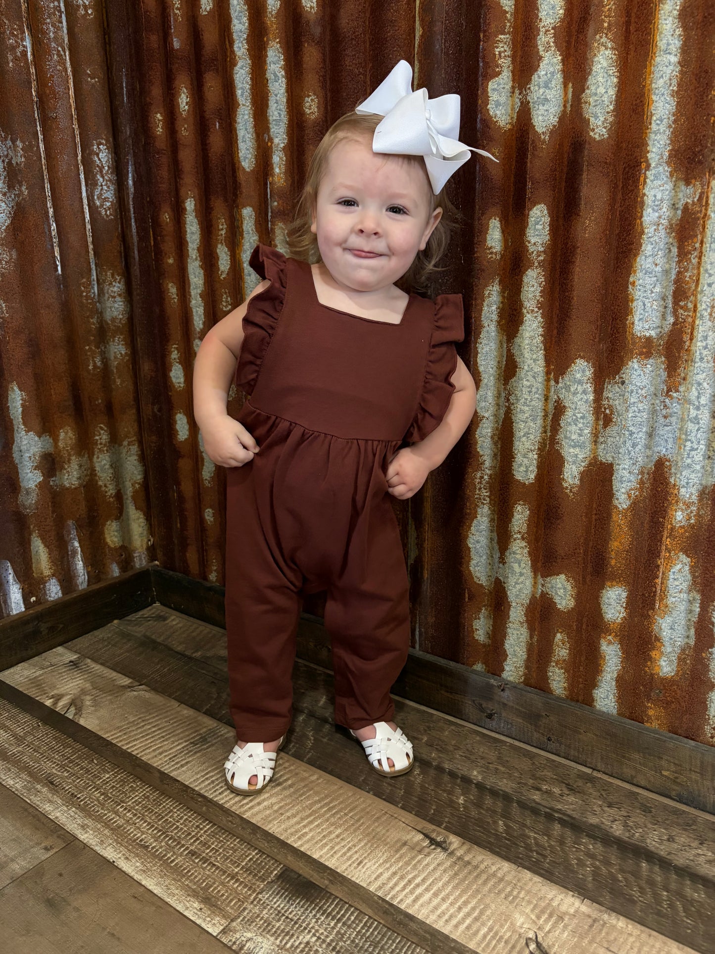 Cinnamon Brown Girls Overalls