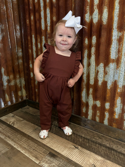 Cinnamon Brown Girls Overalls