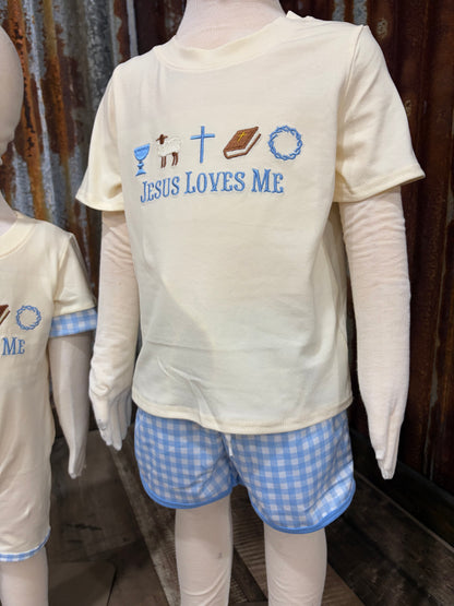 Jesus Loves Me Embroidered Set