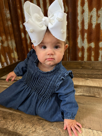 Pleated Denim Dress