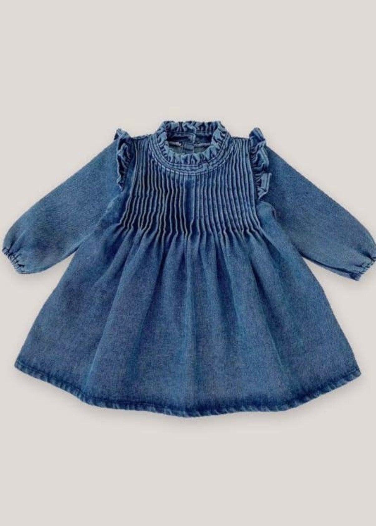 Pleated Denim Dress