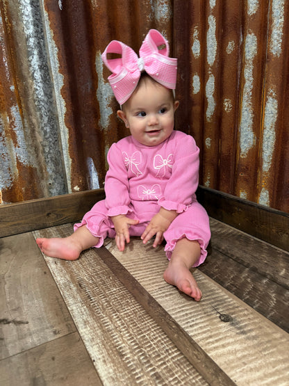 Pink Bow Sweater Romper