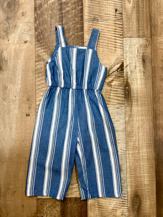 Striped Navy Linen Romper
