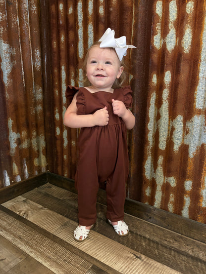 Cinnamon Brown Girls Overalls