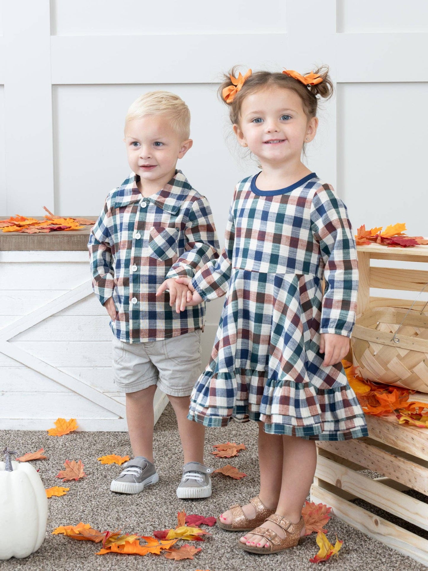 Fall Vintage Plaid Ruffle Swing Dress