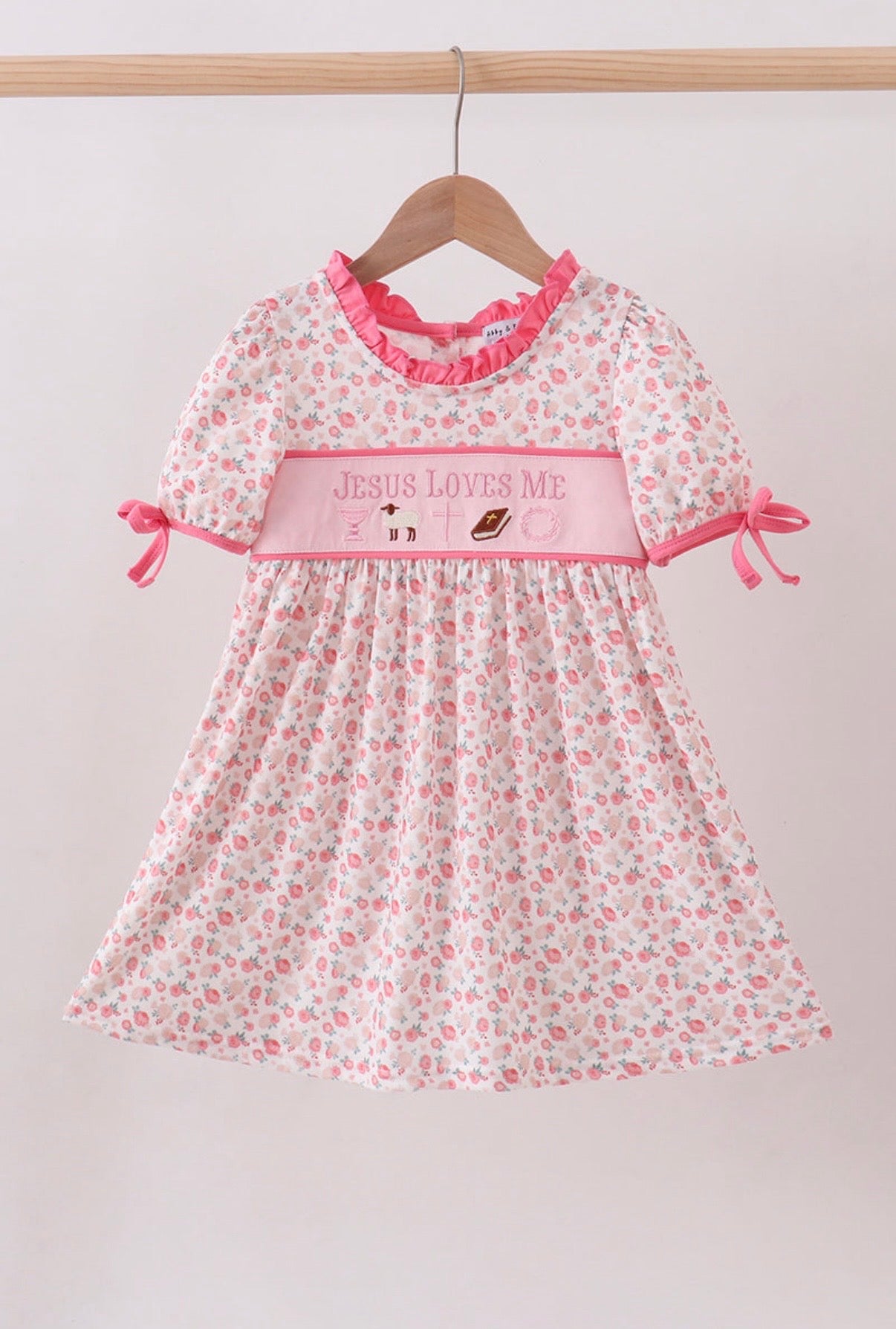 Jesus Loves Me Embroidered Dress
