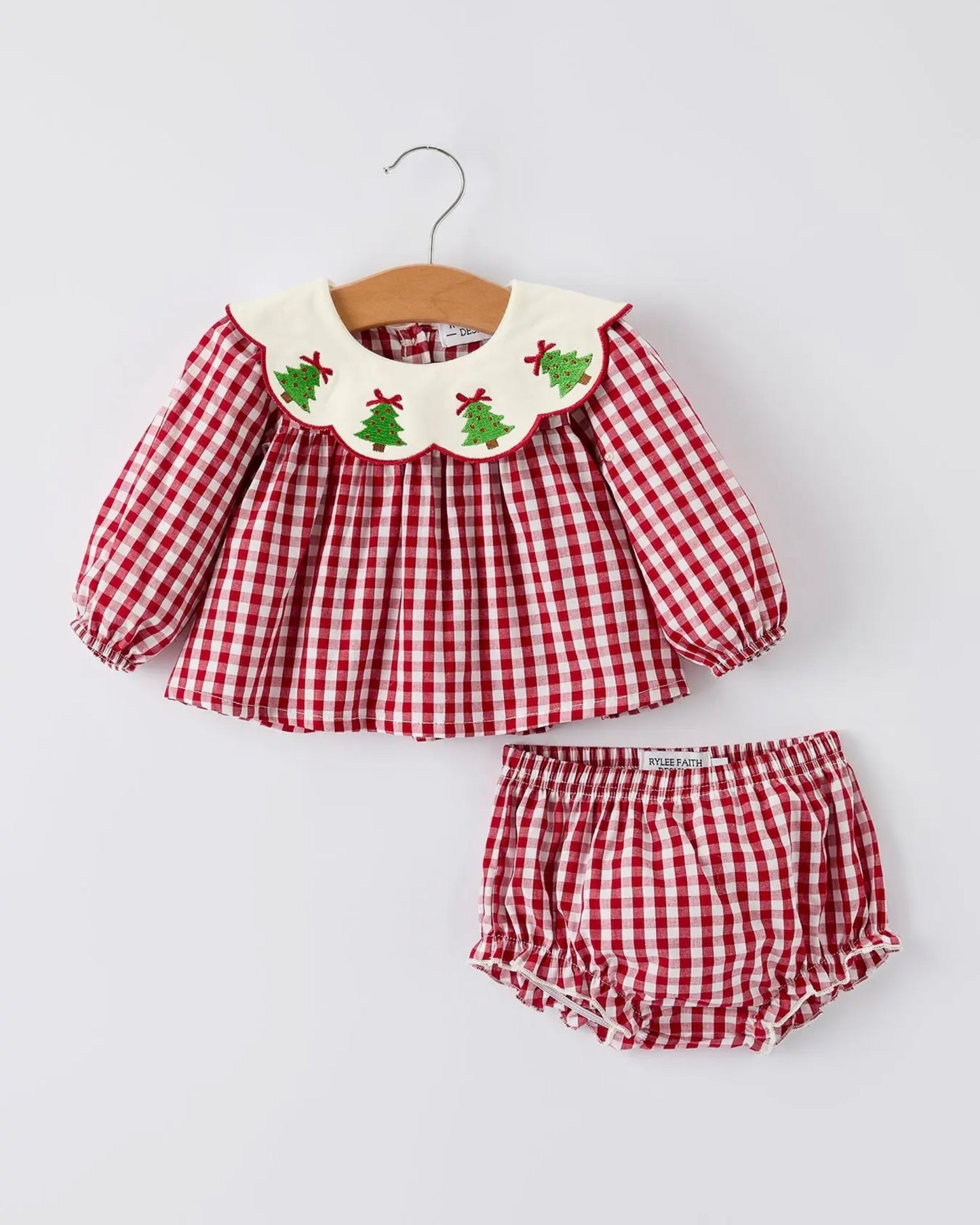 Red Gingham Christmas Tree Bloomer Set