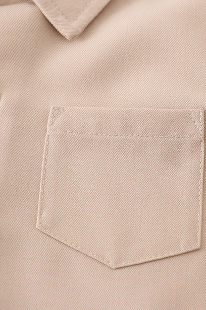 Sand Solid Boys Long Sleeve Polo