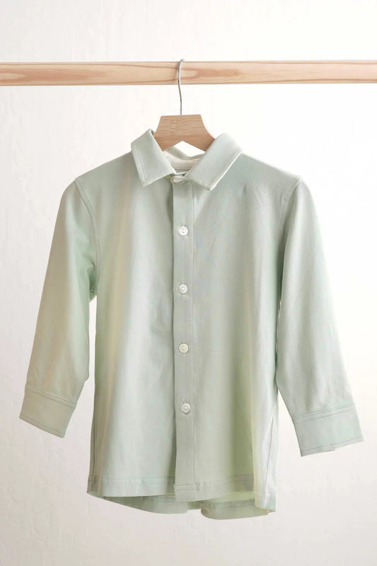 Sage Solid Long Sleeve Polo