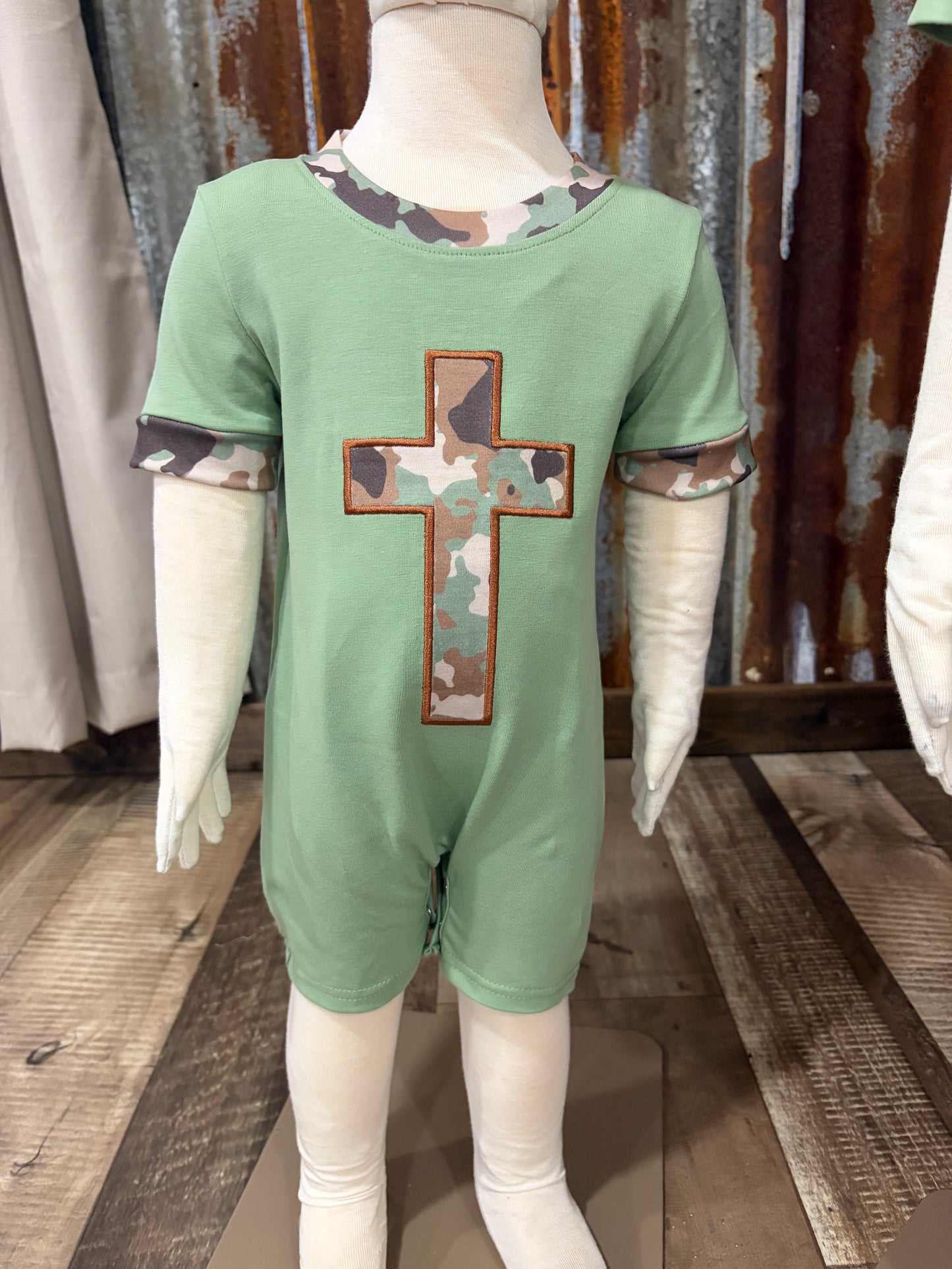 Camo Cross Applique Romper