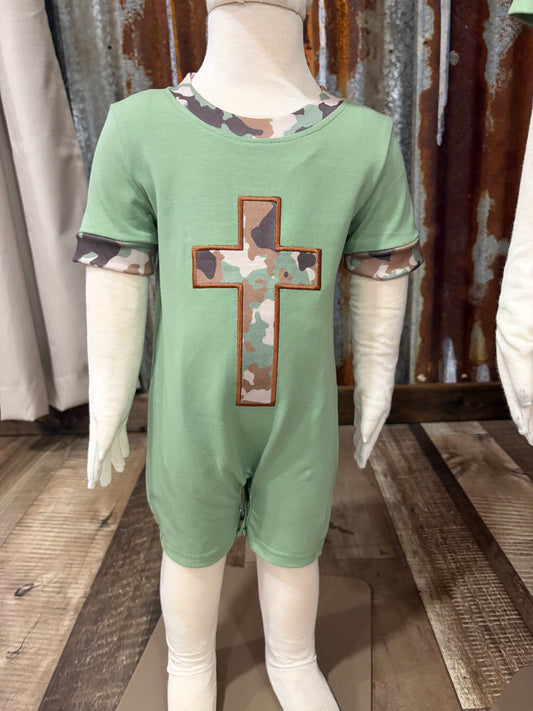 Camo Cross Applique Romper