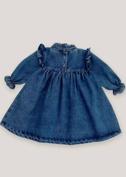 Pleated Denim Dress