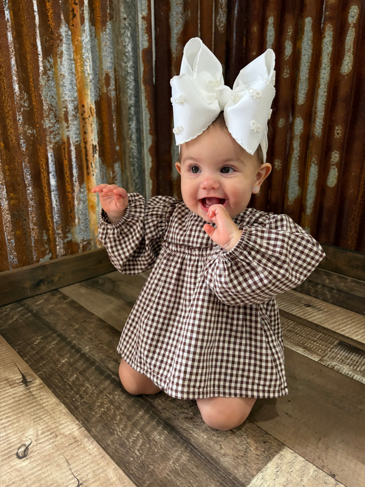 Brown Gingham Bloomer Set
