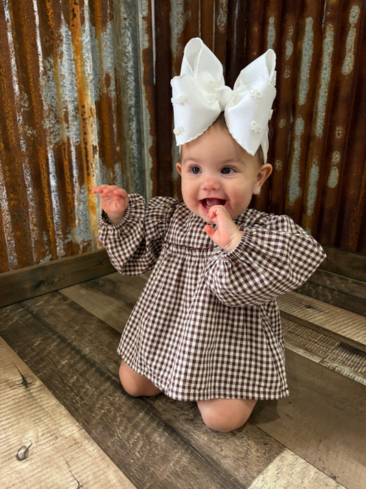 Brown Gingham Bloomer Set