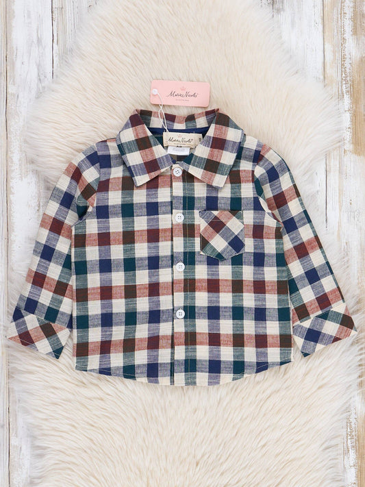 Fall Vintage Plaid Long Sleeve Polo