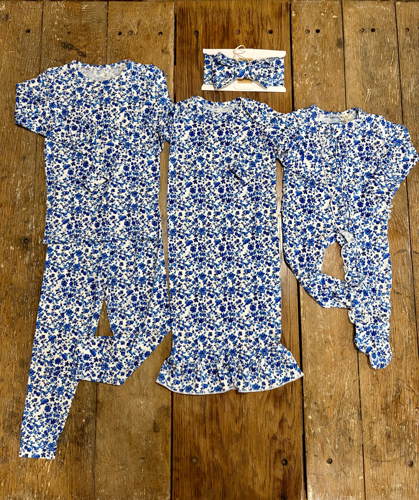 Blue Floral Bamboo Pajamas