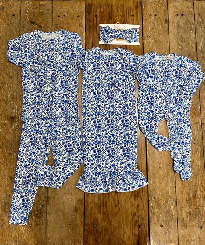 Blue Floral Bamboo Pajamas