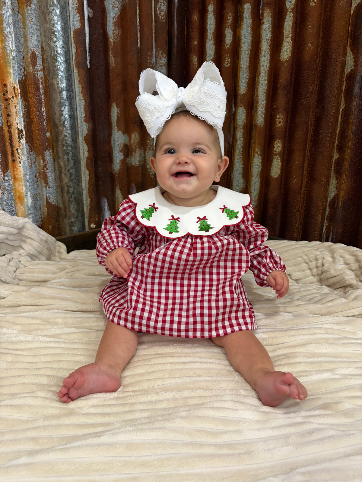 Red Gingham Christmas Tree Bloomer Set