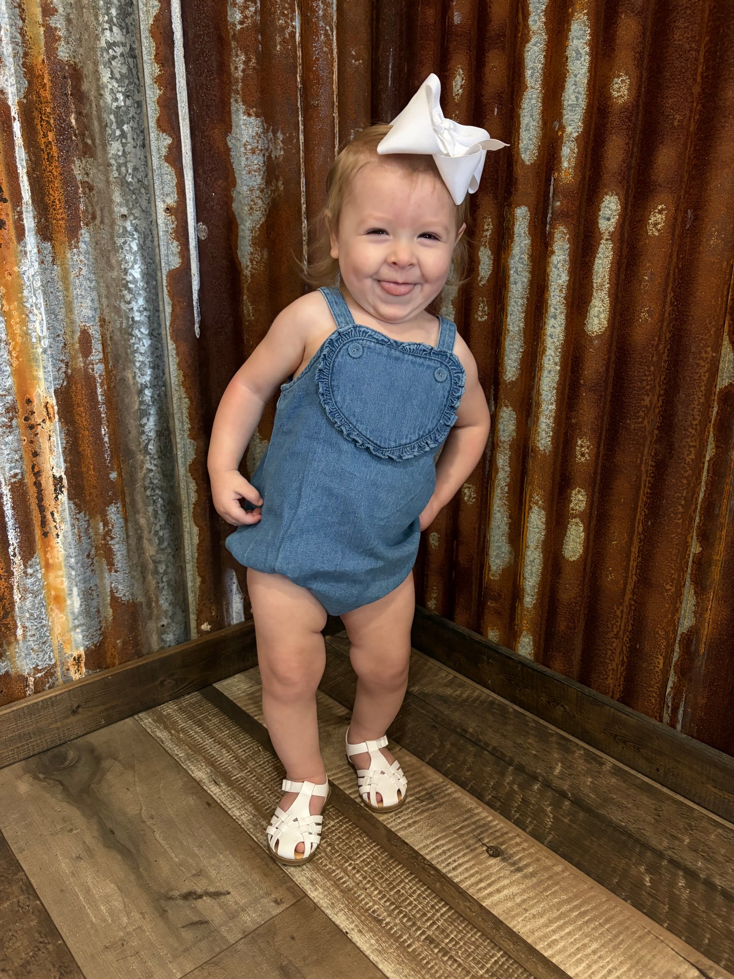 Full of Love Denim Romper
