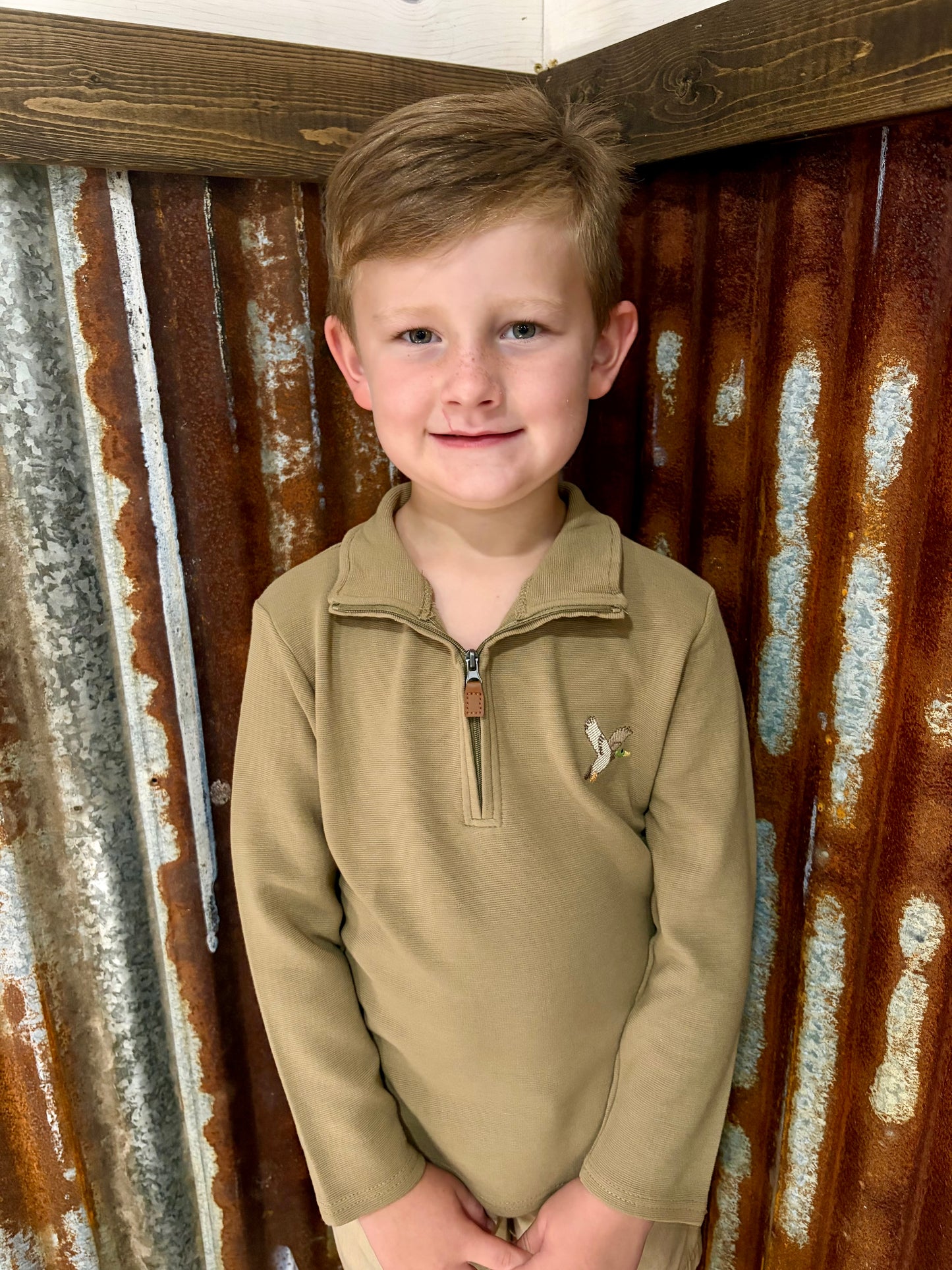 Tan Mallard 1/4 Zip Pullover