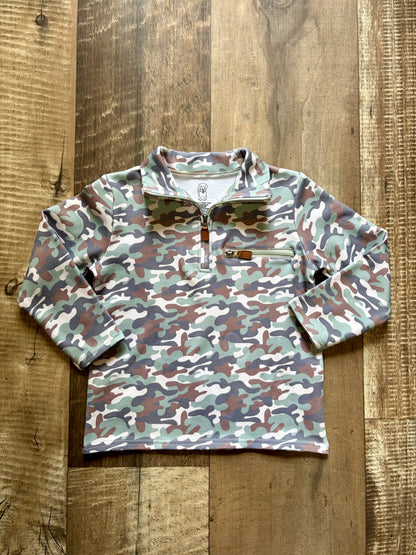 Tan Camo 1/4 Zip Pullover