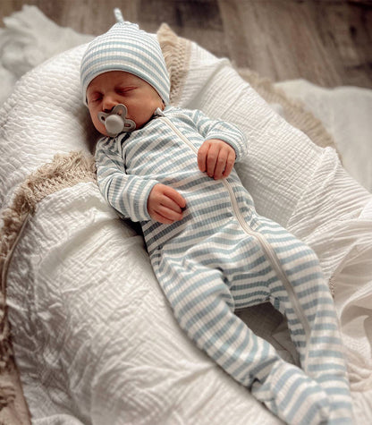 Dusty Blue Stripe Zip Sleeper