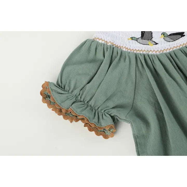 Sage Green Mallard Smocked Dress