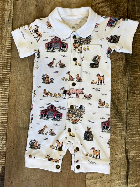 Farm Friends Collared Romper