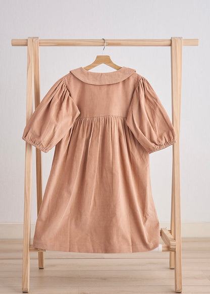 Beige Floral Embroidery Dress