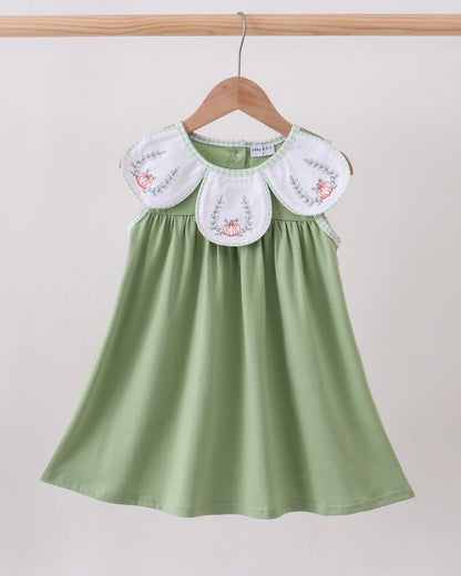 Sage Pumpkin Embroidered Dress