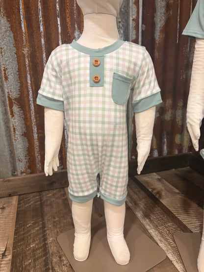 Sage Gingham Romper