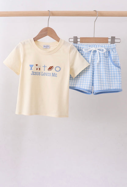 Jesus Loves Me Embroidered Set