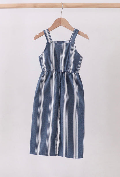 Striped Navy Linen Romper