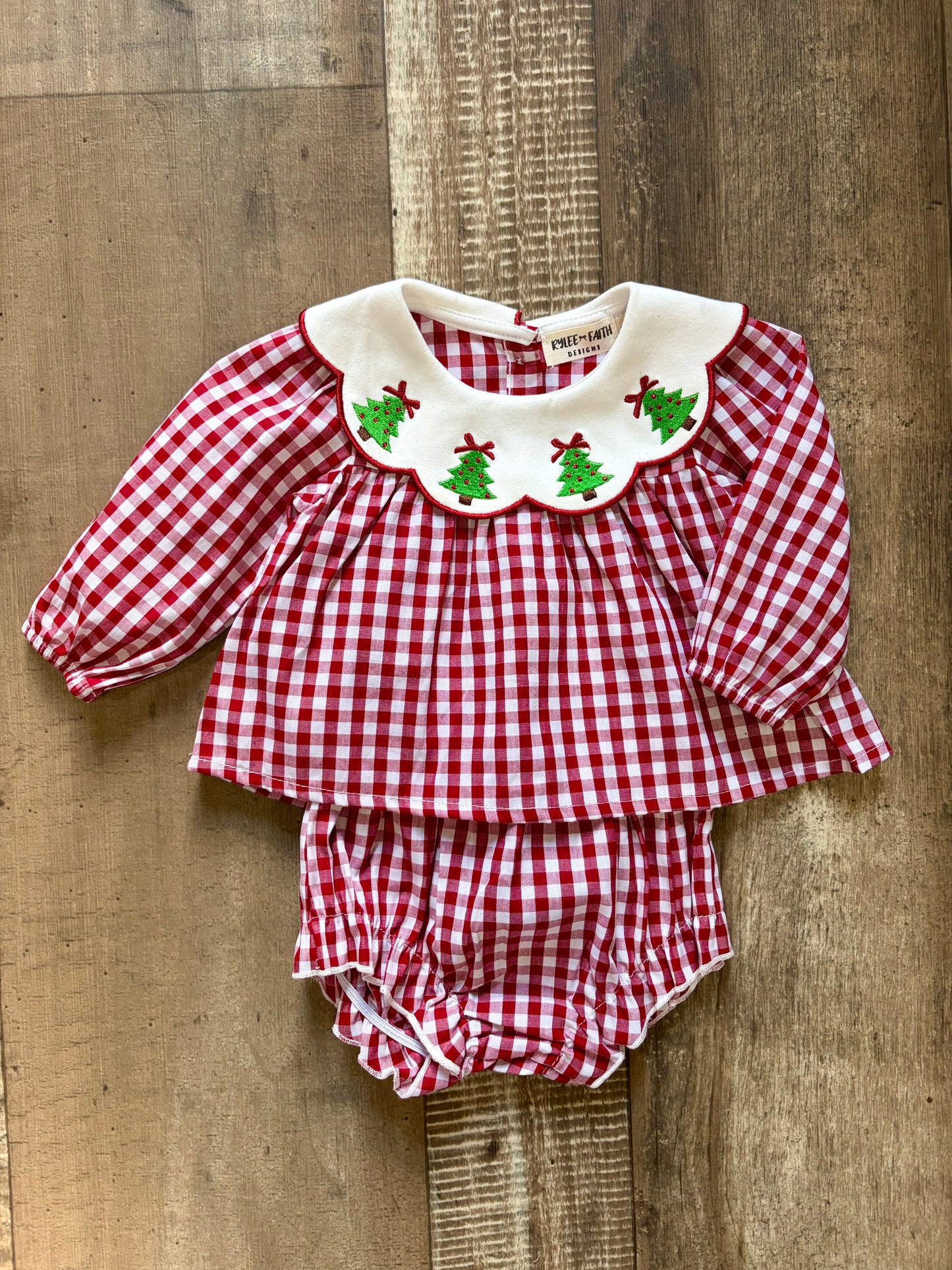 Red Gingham Christmas Tree Bloomer Set