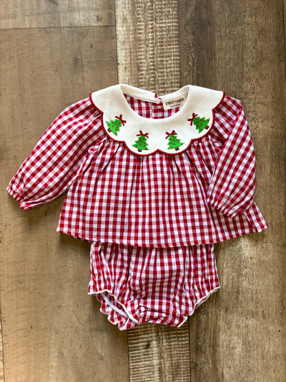 Red Gingham Christmas Tree Bloomer Set
