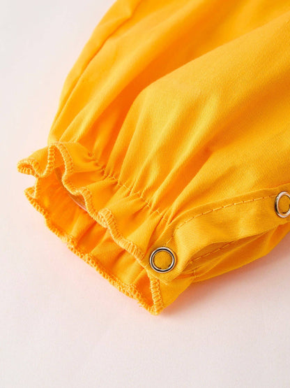 Yellow Thanksgiving Embroidered Romper