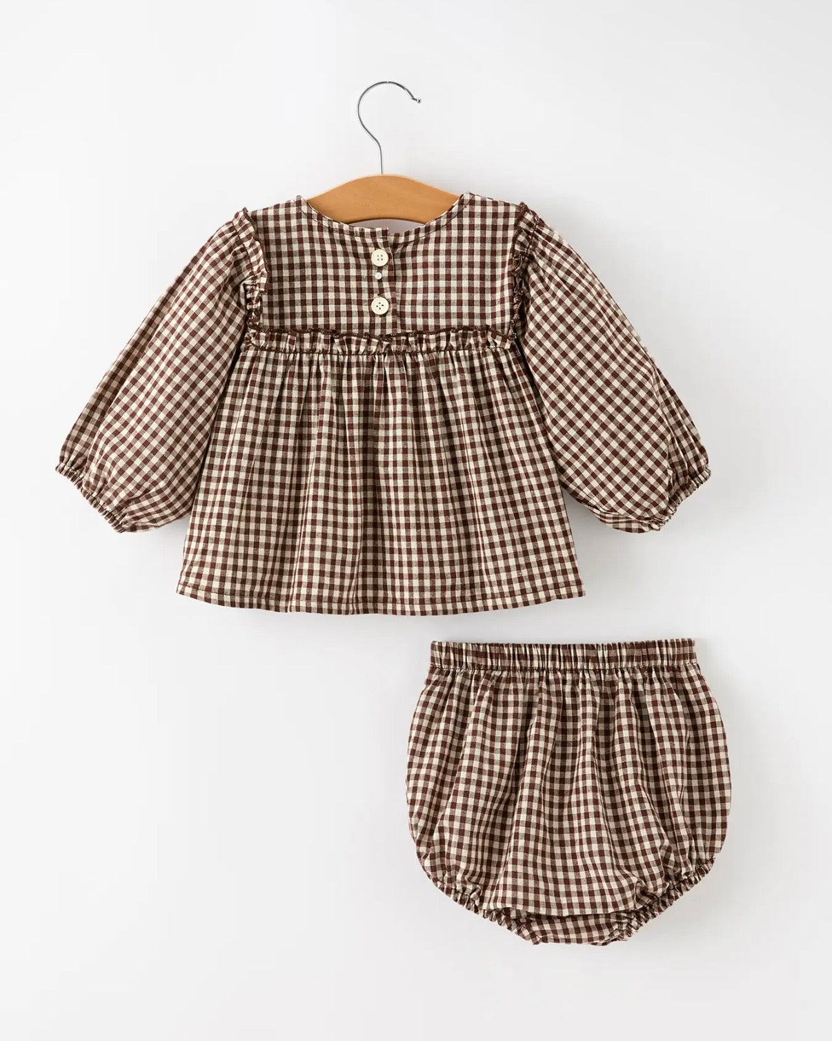 Brown Gingham Bloomer Set