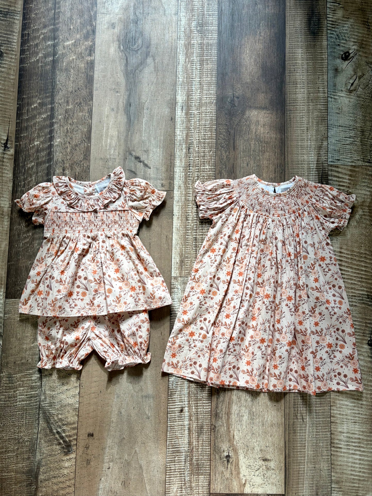 Fall Floral Smocked Bloomer Set