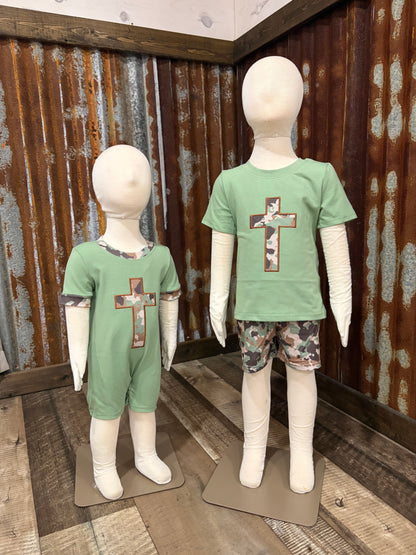 Camo Cross Applique Romper