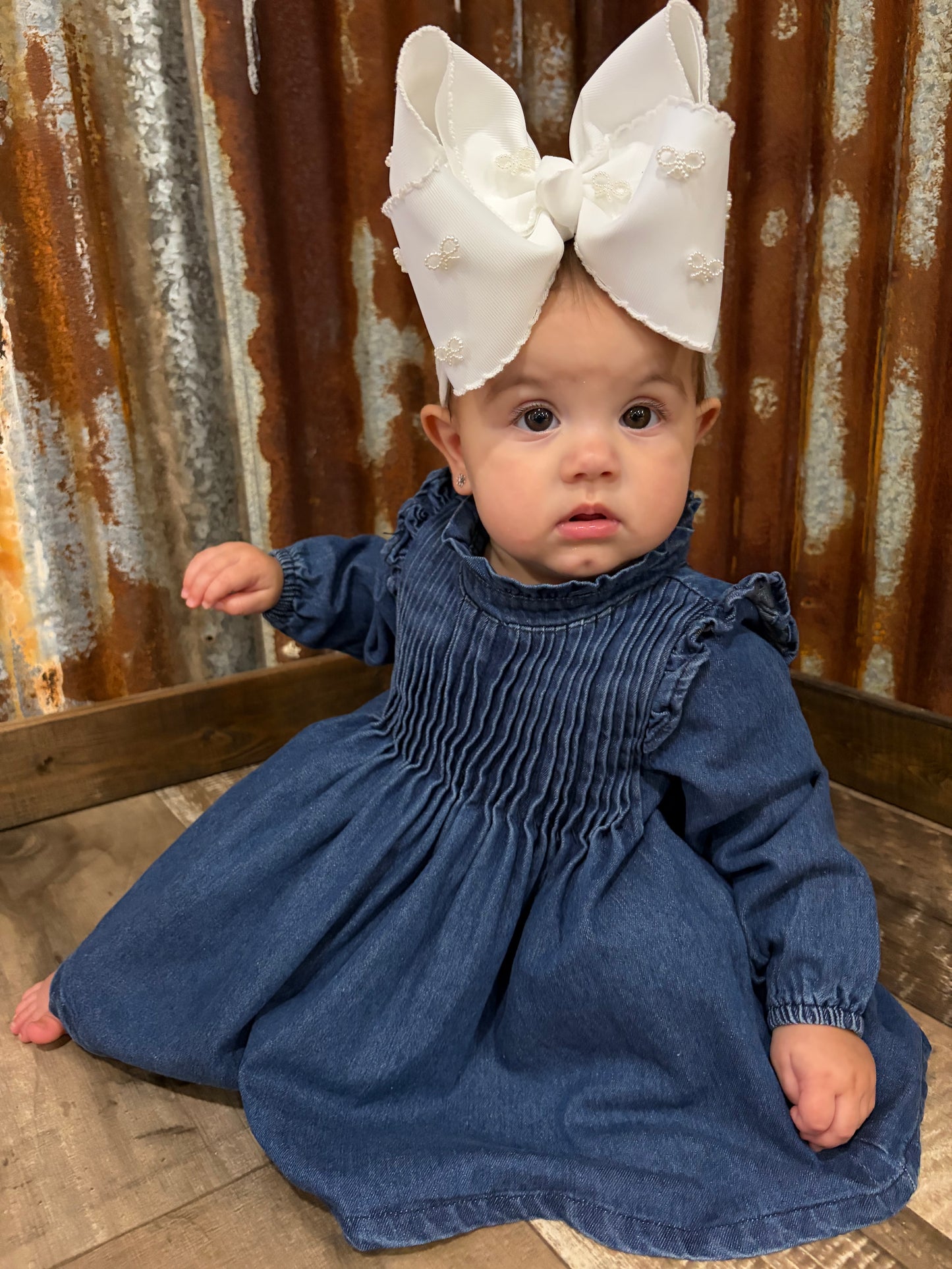 Pleated Denim Dress