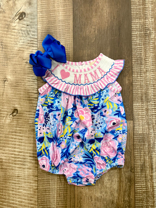 I Love Mama Smocked Bubble