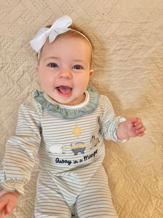 Away in A Manger Girls Romper