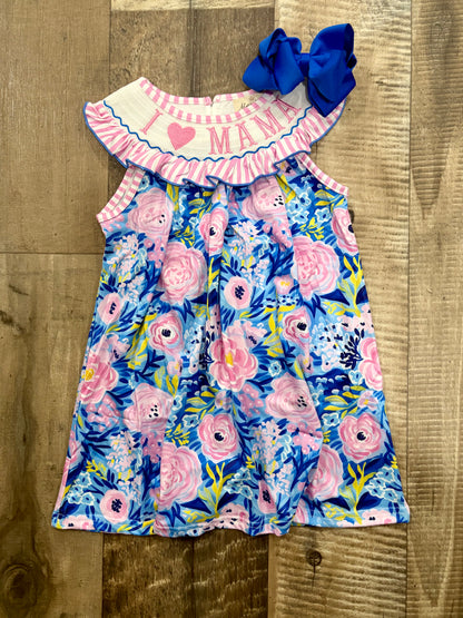 I Love Mama Smocked Dress