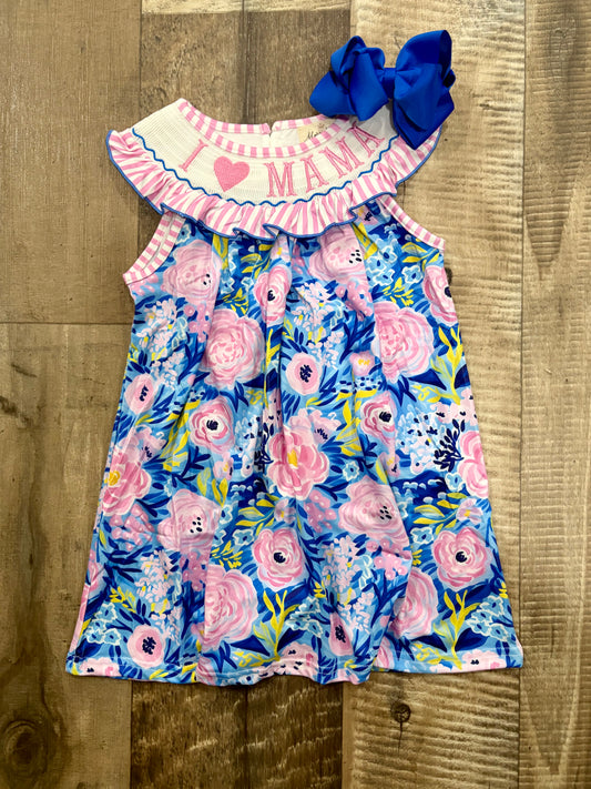 I Love Mama Smocked Dress