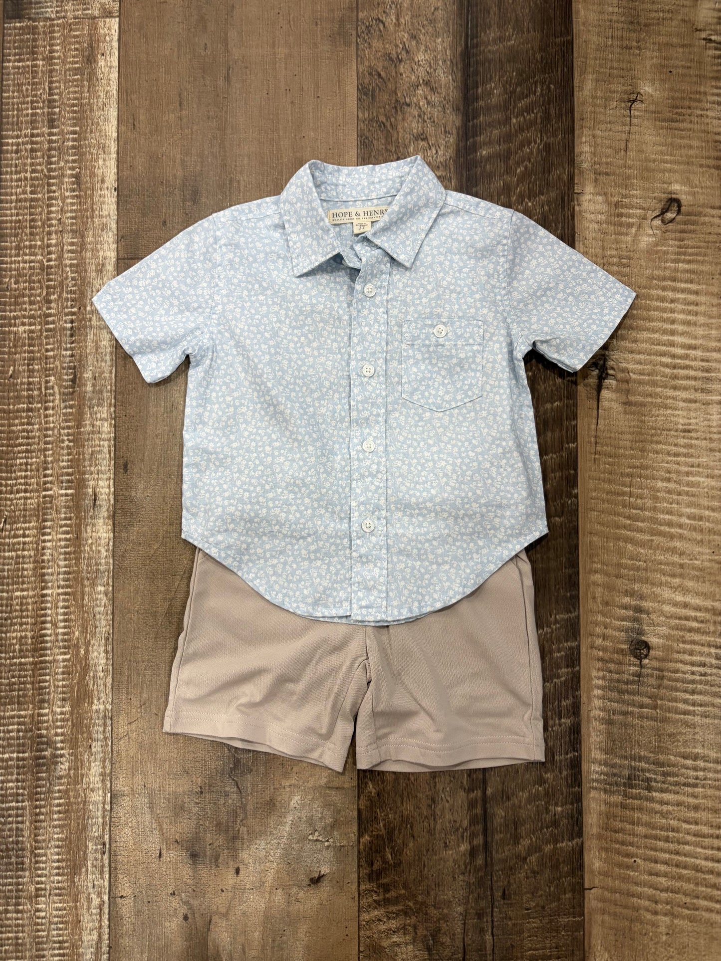 Baby Blues Short Sleeve Button Up