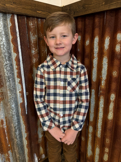 Fall Vintage Plaid Long Sleeve Polo